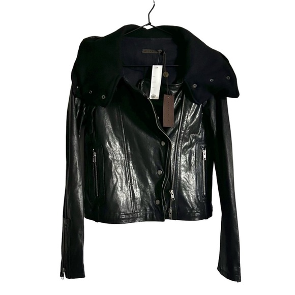 Nicholas K Jackets & Blazers - Nicholas K Sutter Mixed Leather Jacket High Buckle Neck size S NWT